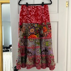 Vintage Oilily ruffle velvet mixed media midi maxi skirt from Paris